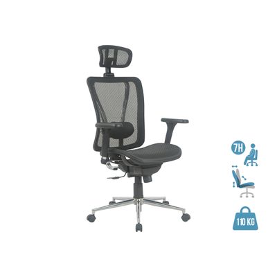 3397704812969-Fauteuil de bureau UPSILON - accoudoirs réglables - appuie-tête réglable - noir-P_79419621_2-0