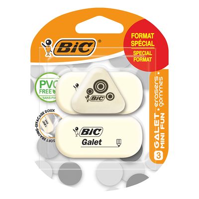 3086123388536-BIC - Pack de 3 gommes : 2 gommes galet et 1 mini gomme fun--0