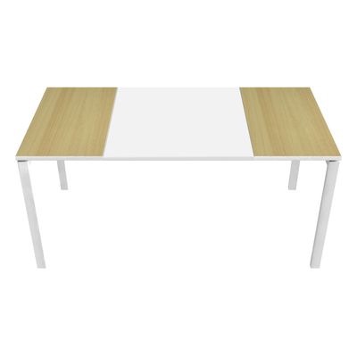 3660141250909-Bureau droit EASYDESK - L160 x P80 cm  - Blanc/hêtre--0