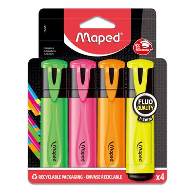 3154147425473-Maped Fluo Peps Classic - Pack de 4 surligneurs - couleurs assorties--0