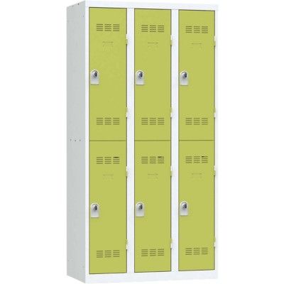 3219093125133-Vestiaire multicases - 3 colonnes - 6 portes - 180 x 120 x 50 cm - gris/anis--0