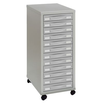 2012349931455-Module de rangement à roulettes 12 tiroirs - gris--0