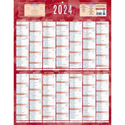 3592930026511-Bouchut 229 - Calendrier bancaire recto 14 mois - 55 x 43 cm - rouge--0