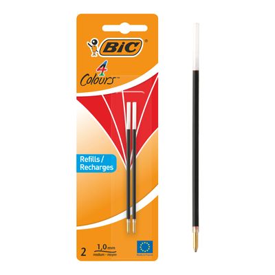 3086123397699-BIC 4 Couleurs - 2 Recharges pour stylo à bille - rouge - 1 mm--0
