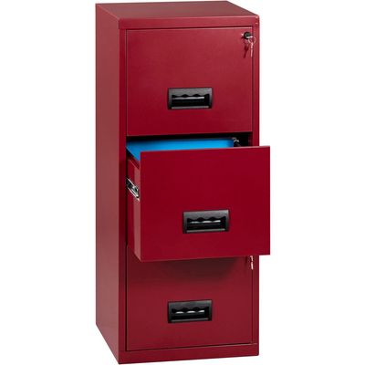 3219090950516-Classeur 3 tiroirs pour dossiers suspendus - 96 x 40 x 40 cm - rouge rubis nacré--3
