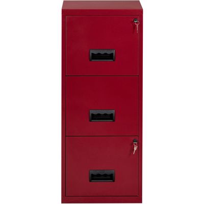 3219090950516-Classeur 3 tiroirs pour dossiers suspendus - 96 x 40 x 40 cm - rouge rubis nacré--0