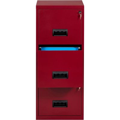 3219090950516-Classeur 3 tiroirs pour dossiers suspendus - 96 x 40 x 40 cm - rouge rubis nacré--2