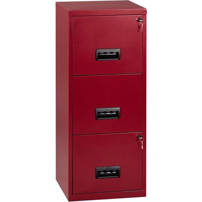 3219090950516-Classeur 3 tiroirs pour dossiers suspendus - 96 x 40 x 40 cm - rouge rubis nacré--1