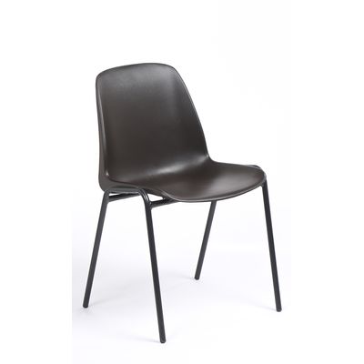 3701338800023-Chaise CHARLOTTE - pieds noirs sans accroche - marron--0