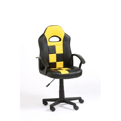 3701338800658-Fauteuil gamer FORMULE 1 - accoudoirs fixes - noir et jaune--1