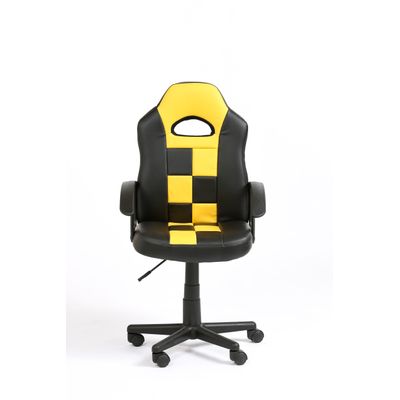 3701338800658-Fauteuil gamer FORMULE 1 - accoudoirs fixes - noir et jaune--2