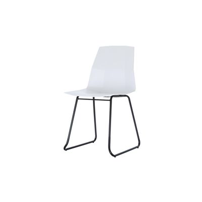 3660141232592-Lot de 2 chaises CUBE - Pieds trapèzes acier noir - assise blanche--1