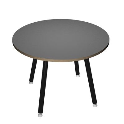 2012349511992-Table haute ronde - 80 cm - 3 pieds métal noir - Anthracite chants chêne--0