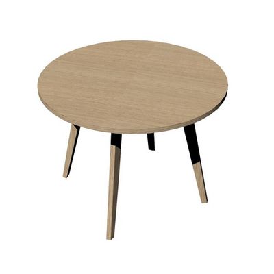 2012349512173-Table ronde - 100 cm - 4 pieds bois - plateau imitation chêne--0