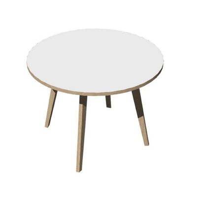 2012349512753-Table haute ronde - 80 cm - 3 pieds bois - plateau blanc chants chêne--0