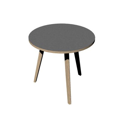 2012349512913-Table ronde - 80 cm - 3 pieds bois - plateau imitation frêne noir--0