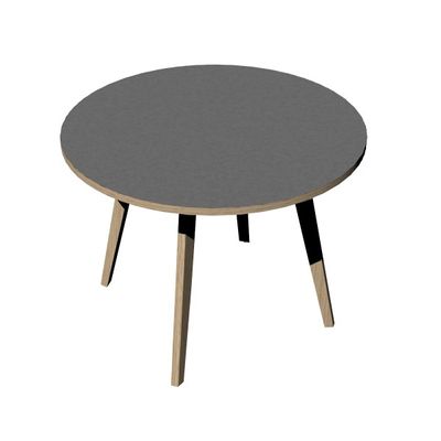 2012349512937-Table ronde - 100 cm - 4 pieds bois - plateau anthracite chants chêne--0