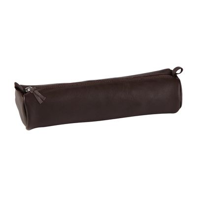 3329680083057-Clairefontaine - Trousse ronde - cuir teinté - marron--0