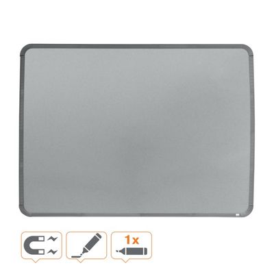 0034138155561-Nobo - Tableau blanc Slimline en acier laqué - 58 x 43 cm - magnétique - cadre gris--1