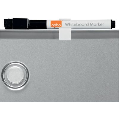 0034138155561-Nobo - Tableau blanc Slimline en acier laqué - 58 x 43 cm - magnétique - cadre gris--5