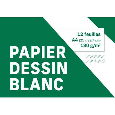 Pochette dessin blanc 12 feuilles A4 21 x 29 7 cm 180 gr Pas Cher La Reunion Bureau Vallee