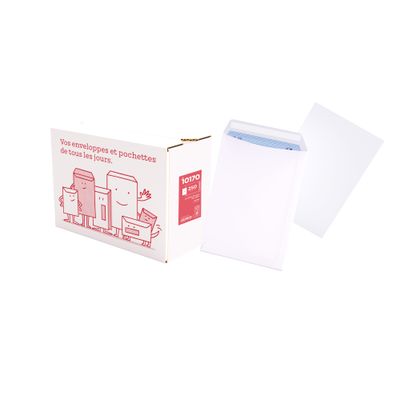 3240180101709-La Couronne - 250 Pochettes C4 229 x 324 mm - 90 gr - sans fenêtre - blanc - bande auto-adhésive--0