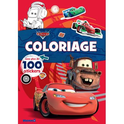 Disney Pixar Cars Coloriage avec plus de 100 stickers Flash McQueen et Martin Pas Cher Bureau Vallee