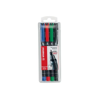 4006381114868-Stabilo OHPen universal - 4 Feutres fins - permanent- noir, rouge, bleu, vert - 1 mm-P_9999976_4-0