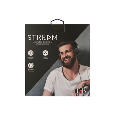 3303170088050-T'nB STREAM - Casque filaire prise jack 3,5mm - noir-Arrière-4