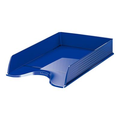 4049793018409-Esselte Fusion - Corbeille à courrier bleu opaque-Angle droit-0