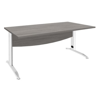 3253310161610-Bureau droit IDRA - L180 cm - Pieds blanc - plateau imitation Chêne gris--0