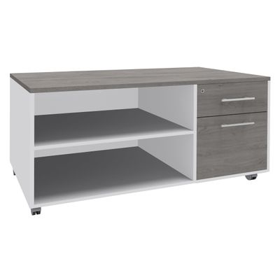 3253310165540-Console mobile EXPRIM/LOFTER/LEVEL - L120 x H63 x P60 cm - 2 tiroirs dont 1 DS - coté blanc - finition façade et dessus imit--0