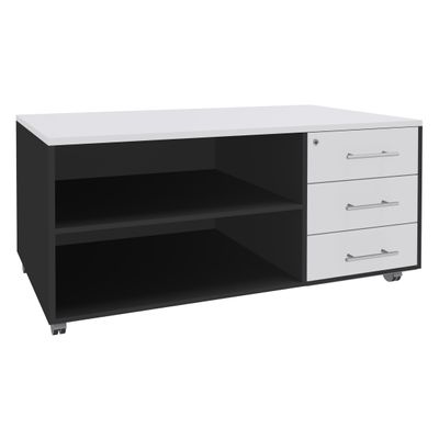 3253310165441-Console mobile EXPRIM/LOFTER/LEVEL - L120 x H63 x P60 cm - 3 tiroirs - coté anthracite - finition façade et d--0