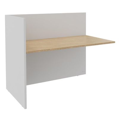 3253310180666-Banque d'accueil Module de départ haut OLA - L82,5 x H112 x P82,5 cm - structure blanc perle, plateau --0