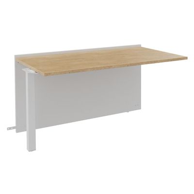 3253310488915-Banque d'accueil Module suivant bas OLA - L140 x H75,5 x P82,5 cm - structure blanc perle, plateau chê--0