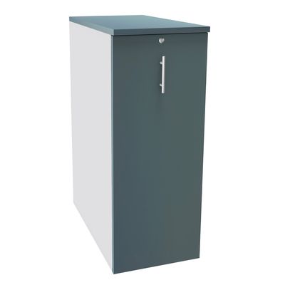 3253310170919-Caisson TOWER - L44 x H114 x P80 cm - 3 tablettes + 1 support DS réglable - structure blanc perle - dessus et fa--0