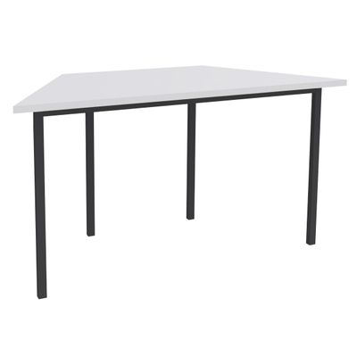 3253310154834-Table de réunion Trapèze - 140 x 70 cm - Pieds carrés anthracite - Blanc perle--0