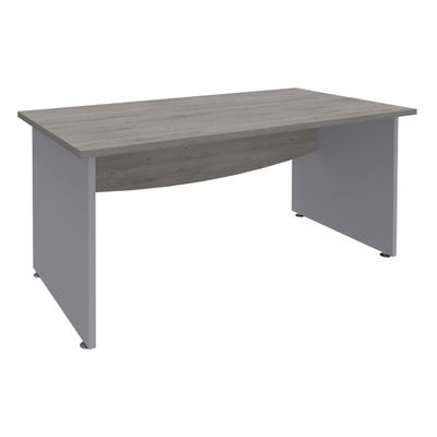 3253310175112-Bureau droit DUAL - L160 - Pieds Alu - plateau imitation Chêne gris--0