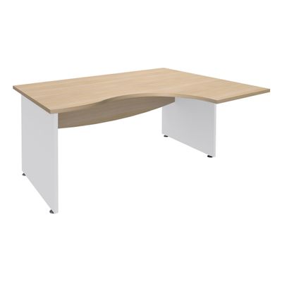 3253310175440-Bureau compact à droite DUAL - L180 cm - Pieds blanc - plateau imitation Chêne clair (Pieds de renfort ou caisson bout de bureau obligatoire à rajou--0