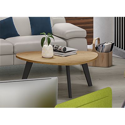 3253310179844-Table basse galet - L100xH42xP90/80 - pied carbone - plateau imitation hêtre--1