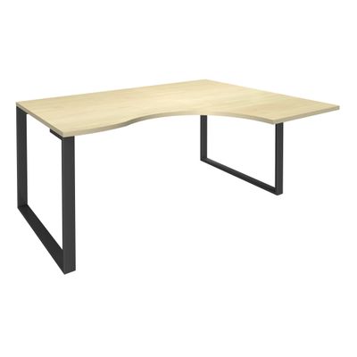 0404000123224-Bureau compact LOFTER - L160 cm - Retour à droite - Plateau imitation Erable - pied Carbone - (pied de renfort obligatoire à rajou--0