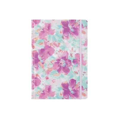 3664447177182-Oberthur Caracas - Cahier de notes - A5 (148 x 210 mm) - 100 feuilles / 200 pages - papier ivoire - doublé - pink flo-Front-0