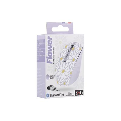 3303170118009-T'nB EXCLUSIV' Flower - Souris sans fil - rechargeable - 6 boutons - lavande-Left-angle-5
