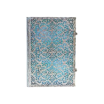 9781439725597-Paperblanks Silver Filigree Collection Maya Blue Grande - Journal - reliure piquée - 210 x 300 mm - -Front-2