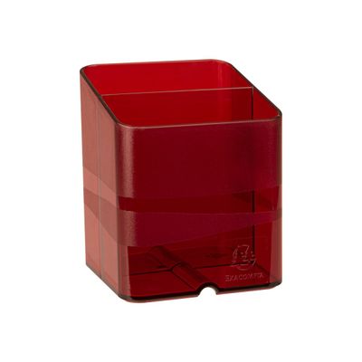 9002493099708-Exacompta Pen-Cube - Pot à crayons rouge translucide-Left-angle-1
