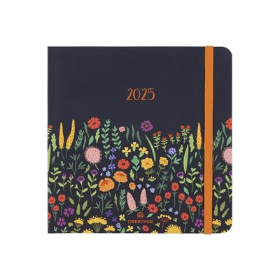 3664447180960-Oberthur Anahita - Agenda - 2025 - carré - 165 x 165 mm - 128 pages -  blanc - countryside -  noi-Front-0