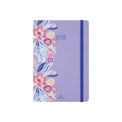3664447180915-Oberthur Anahita - Agenda - 2025 - semainier - moyen - 170 x 245 mm - 128 pages -  blanc - floral -Front-0