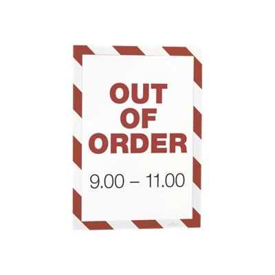 4005546406596-Durable Duraframe Magnetic Security - Cadre d'affichage magnétique bicolore - A4 - rouge/blanc-Front-4