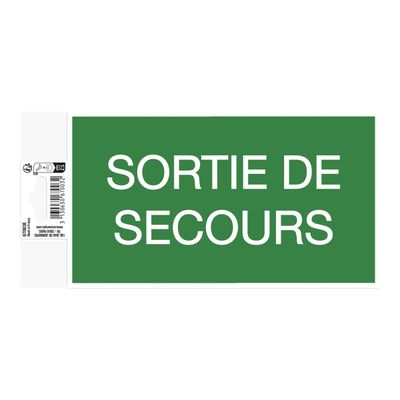 3130630670032-Exacompta - Panneau de signalisation adhésif - Sortie de secours - 200 x 110 mm - vert-Front-3