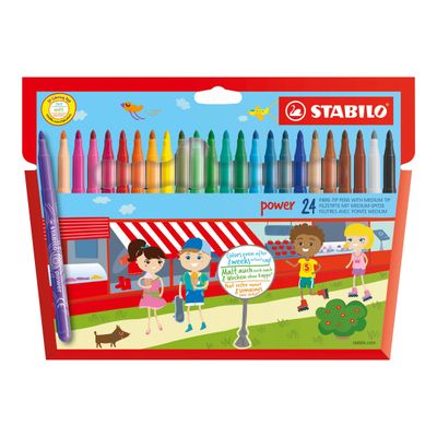 3168070280245-STABILO power - Feutre - couleurs assorties - 2 mm - large (pack de 24)-Right-angle-1